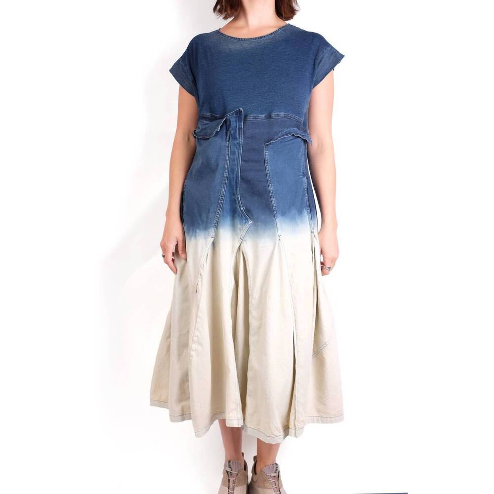 NEW RUNDHOLZ denim dress in bleach wash